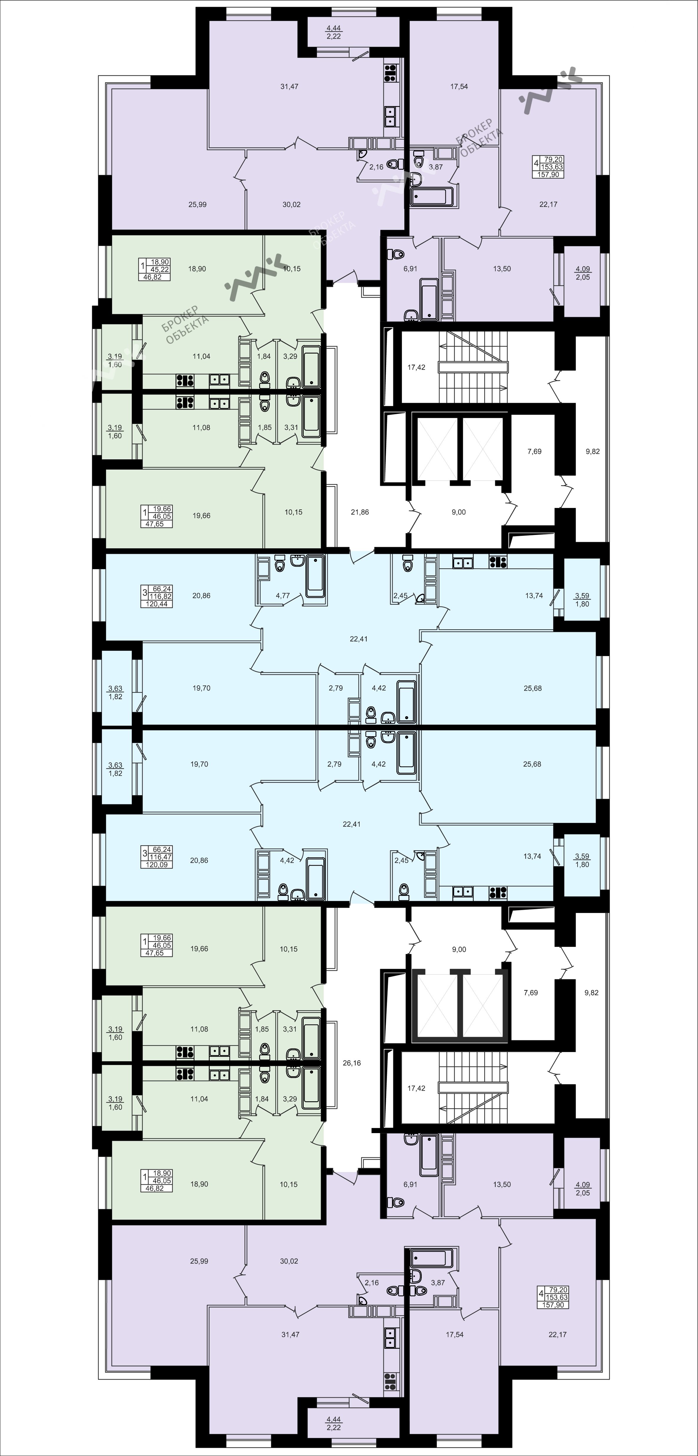 4 комн. кв. 152.7 m2 16/20 этаж Ушаковская наб., д.3 Купить по цене  24432000 ₽