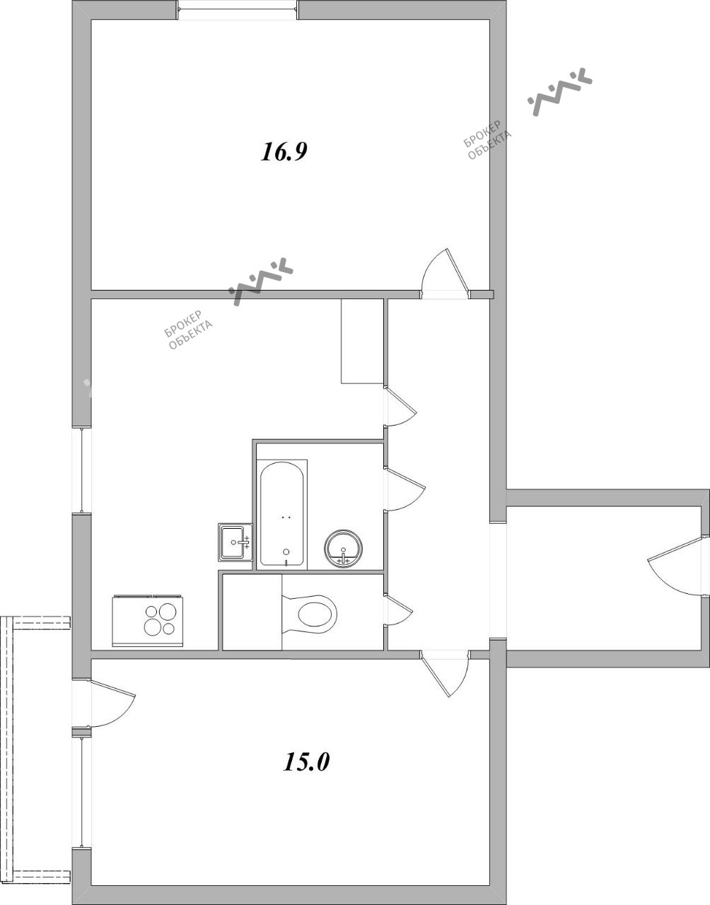 2 комн. кв. 55.9 m2 4/9 этаж Будапештская ул., д.104, к.1 Купить по цене  5990000 ₽